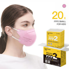 Load image into Gallery viewer, FlameBrother FFP2 Premium Mask 20pcs Small Size (Size S for Teens), CE certified 1463,  Hygienic individual packaging Pink
