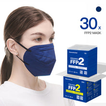 Load image into Gallery viewer, FlameBrother FFP2 Face Mask, 30pcs 5-Layer Filter Disposable Respirator, CE 2797 Certified Protective FFP2 Masks Dark Blue Color, Individually Packaged
