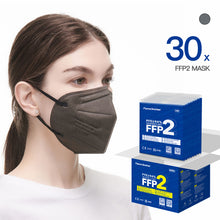 Load image into Gallery viewer, FlameBrother FFP2 Face Mask, 30pcs 5-Layer Filter Disposable Respirator, CE 2797 Certified Protective FFP2 Masks Dark Grey Color, Individually Packaged
